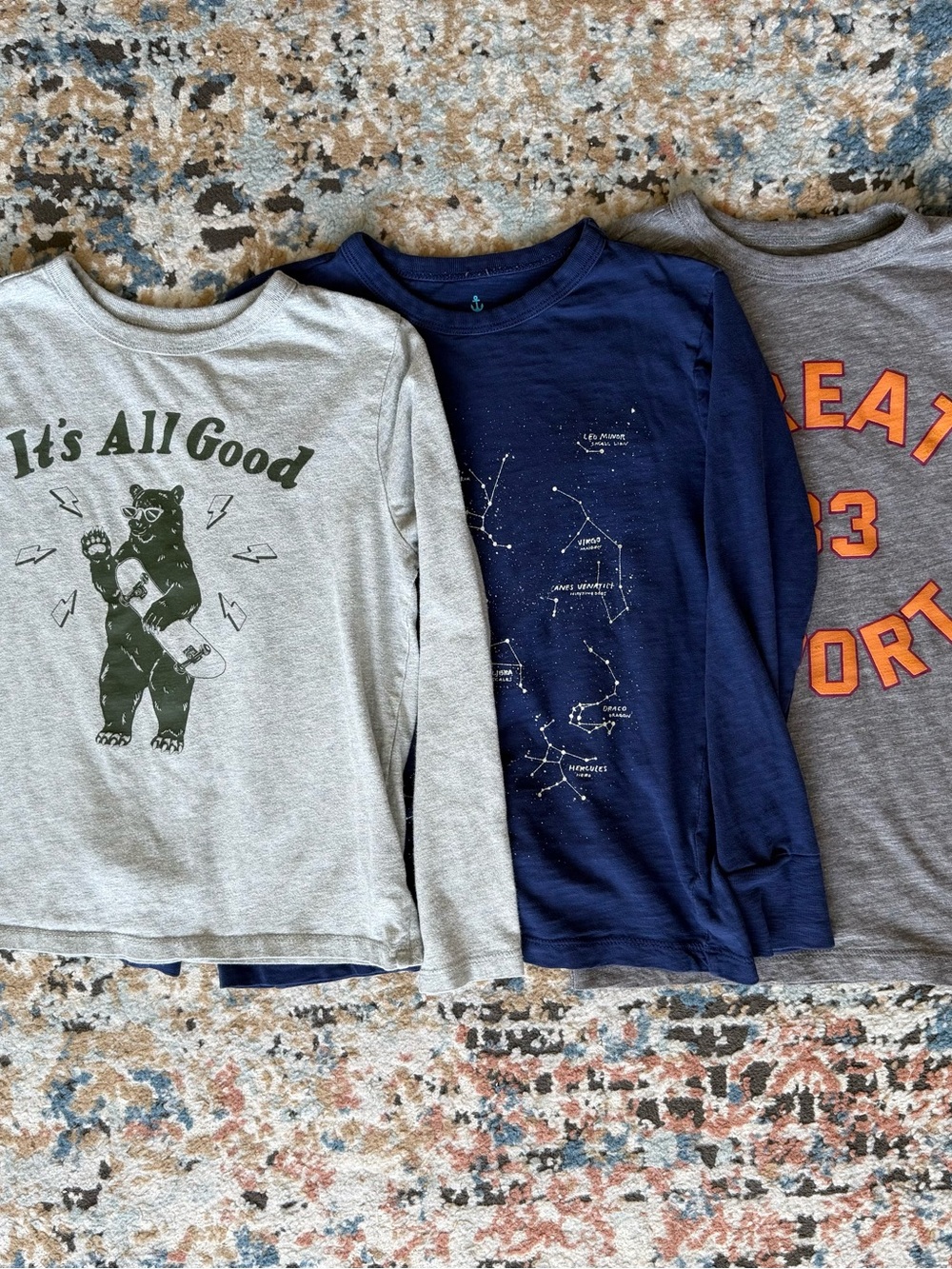 Trio of Boys Long Sleeve Graphic Tees sz SMALL